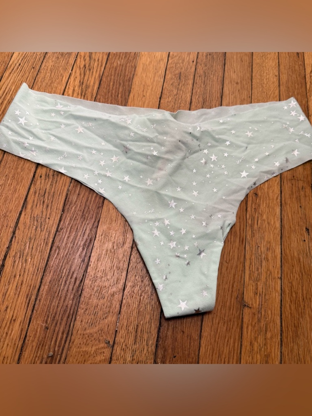 Victoria’s Secret PINK Seamless Mint Green Star-Print Thong - Size XXL